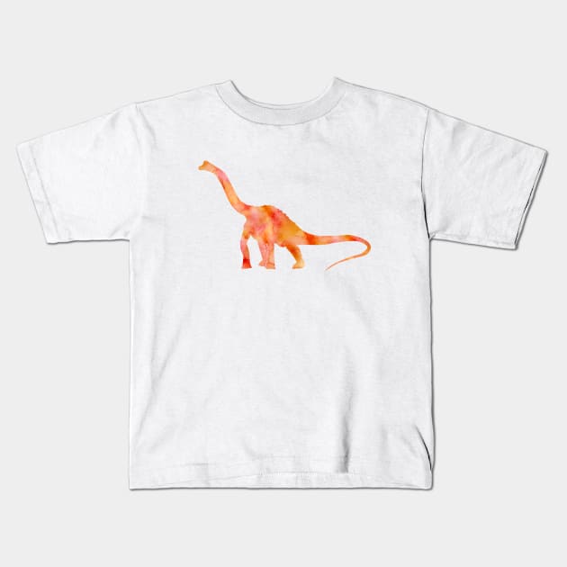 Orange Dinosaur Watercolor Painting Kids T-Shirt by Miao Miao Design